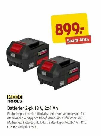 Jula Batterier 2-pk 18 V, 2x4 Ah erbjuda