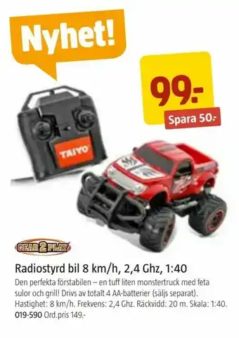 Jula Radiostyrd bil 8 km/h, 2,4 Ghz, 1,40 erbjuda