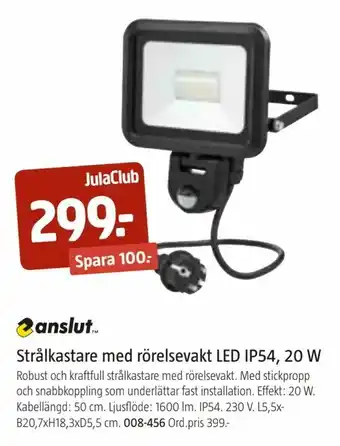 Jula Strålkastare med rörelsevakt LED IP54,20 W erbjuda