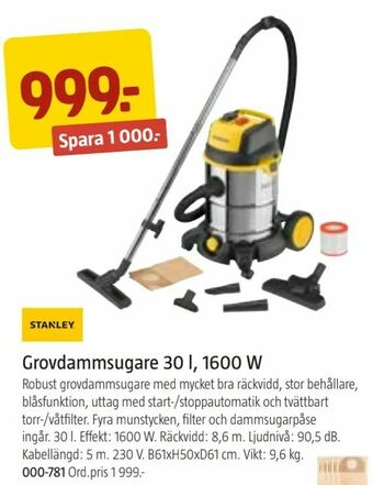 Jula Grovdammsugare 30 l, 1600 W erbjuda