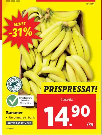 Lidl Bananer erbjuda