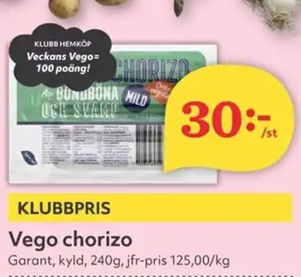 Hemköp Vego chorizo erbjuda