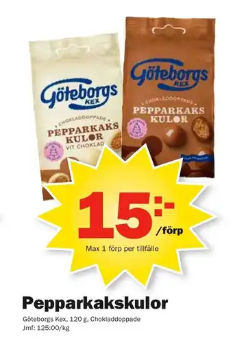 Pekås Göteborgs Kex Pepparkakskulor 120g erbjuda