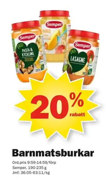 20% Rabatt Barnmatsburkar