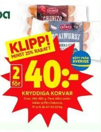 ICA Kvantum Scan Kryddiga Korvar 240-300g erbjuda