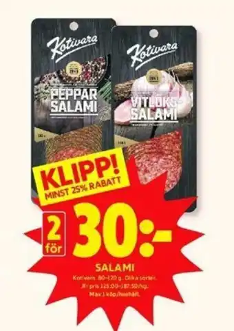ICA Kvantum Salami 80-120g erbjuda