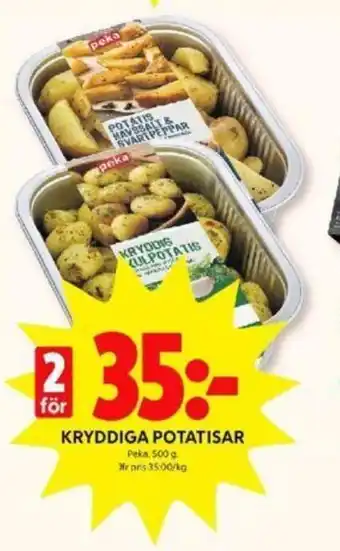 ICA Kvantum Peka Kryddiga Potatisar 500g erbjuda