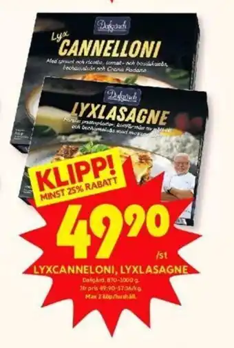 ICA Kvantum Dafgårds Lyxcanneloni, Lyxlasagne 870-1000g erbjuda