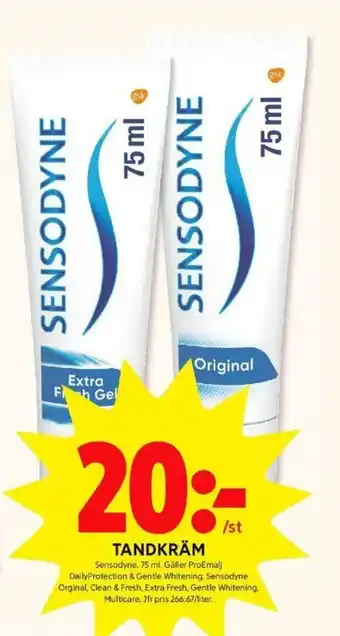 ICA Kvantum Sensodyne Tandkräm 75ml erbjuda