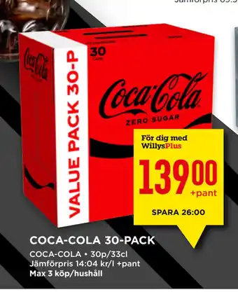 Willys COCA-COLA 30-PACK erbjuda