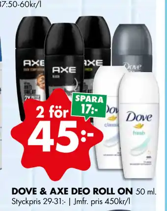 ÖoB DOVE & AXE DEO ROLL ON erbjuda