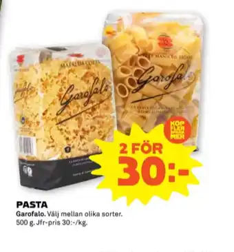 Stora Coop Garofalo pasta sorterad erbjuda