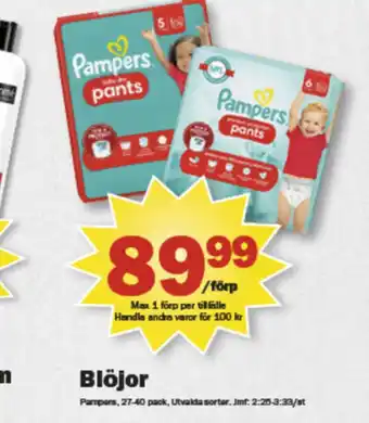Pekås Pampers blöjor erbjuda