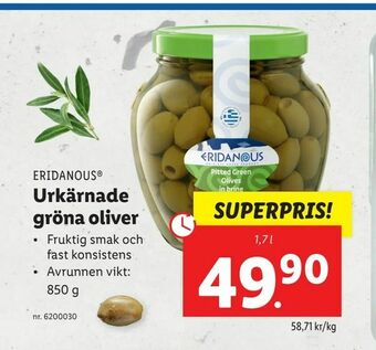 Lidl Urkärnade gröna oliver erbjuda