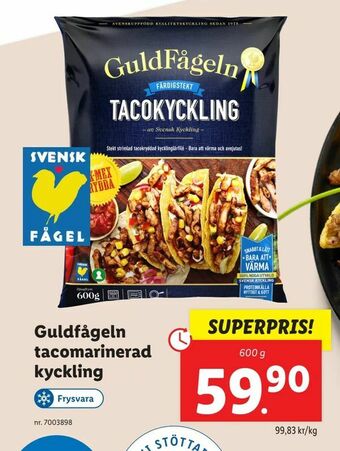 Lidl Guldfågeln tacomarinerad kyckling erbjuda