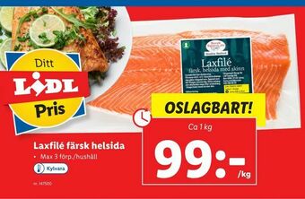 Lidl Laxfilé färsk helsida erbjuda
