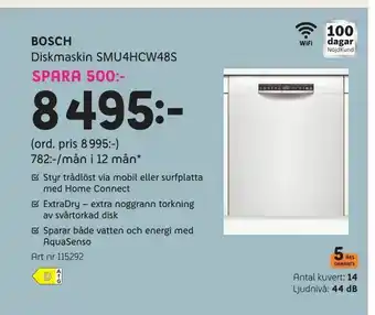 Elon Bosch Diskmaskin SMU4HCW48S erbjuda