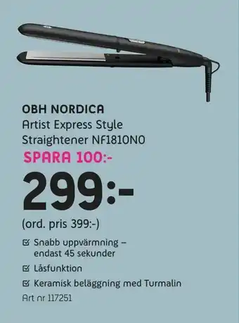 Elon Obh nordica Artist Express Style Straightener NF1810N0 erbjuda