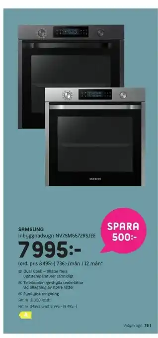 Elon Samsung Inbyggnadsugn NV75M5572RS/EE erbjuda