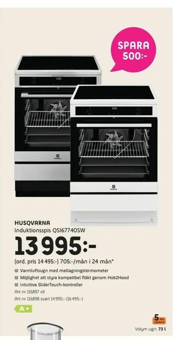 Elon Husqvarna Induktionsspis QSI67740SW erbjuda