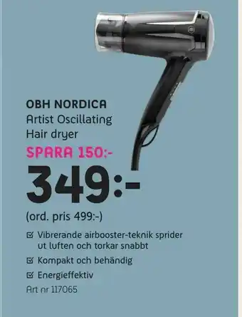 Elon Obh nordica Artist Oscillating Hair dryer erbjuda