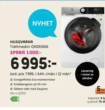 Elon Husqvarna Torktumlare QT59B93A erbjuda