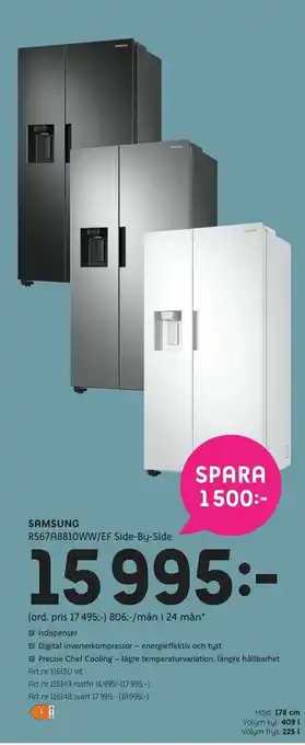 Elon Samsung RS67A8810WW/EF Side-By-Side erbjuda