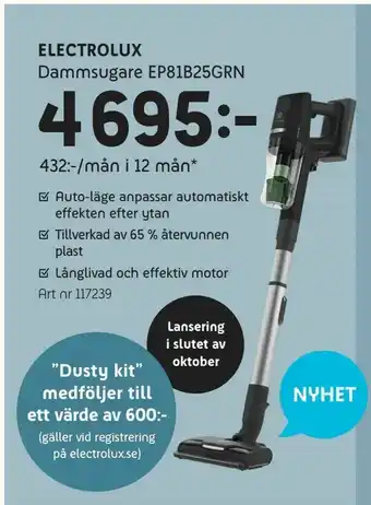 Elon Electrolux Dammsugare EP81B25GRN erbjuda