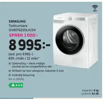Elon Samsung Torktumlare DV8OT6220LH/S4 erbjuda
