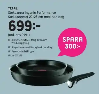 Elon Stekpanna ingenio performance, Stekpanneset 22+28 cm med handtag erbjuda