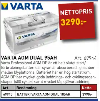 SeaSea VARTA AGM DUAL 95AH erbjuda