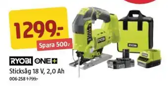 Jula RYOBI ONE+ Sticksåg 18 V, 2,0 Ah erbjuda