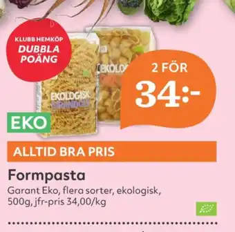 Hemköp Garant pasta sorterad erbjuda