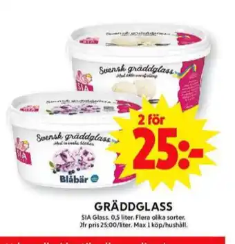 ICA Maxi Sia gräddglass erbjuda