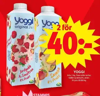 ICA Maxi Yoggi yoghurt erbjuda