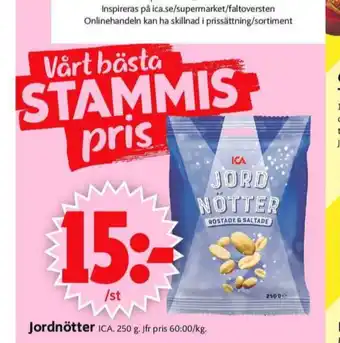 ICA Supermarket Ica jordnötter rostade & saltade erbjuda