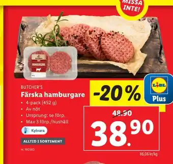 Lidl Butchers hamburgare erbjuda