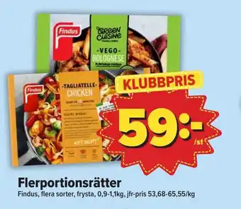 Östenssons Flerportionsrätter Findus erbjuda