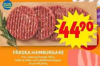 ICA Maxi FÄRSKA HAMBURGARE erbjuda