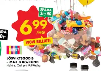 ÖoB LÖSVIKTSGODIS – MAX 3 KG/KUND erbjuda