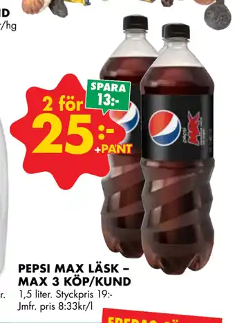 ÖoB PEPSI MAX LÄSK – MAX 3 KÖP/KUND erbjuda