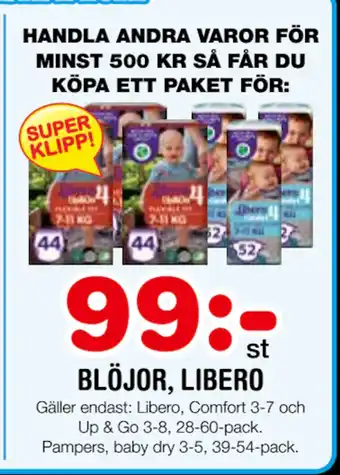 Nya Pulsen BLÖJOR, LIBERO erbjuda