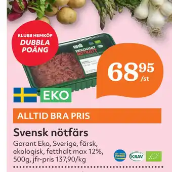 Hemköp Svensk nötfärs erbjuda