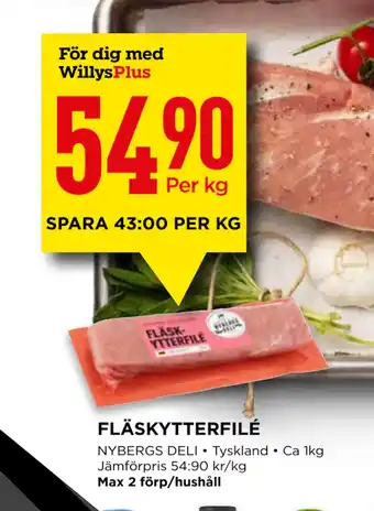 Willys FLÄSKYTTERFILÉ erbjuda