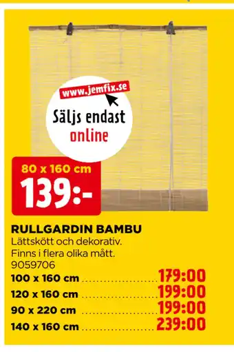 Jem&Fix RULLGARDIN BAMBU erbjuda