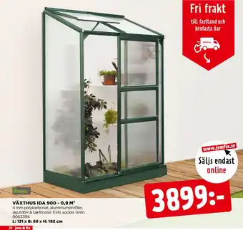 Jem&Fix VÄXTHUS IDA 900 - 0,9 M² erbjuda