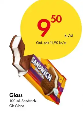 Snabbgross Glass 100 ml. Sandwich. Gb Glace erbjuda