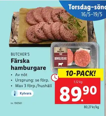 Lidl Färska hamburgare erbjuda