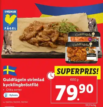 Lidl Guldfågeln strimlad kycklingbröstfilé erbjuda