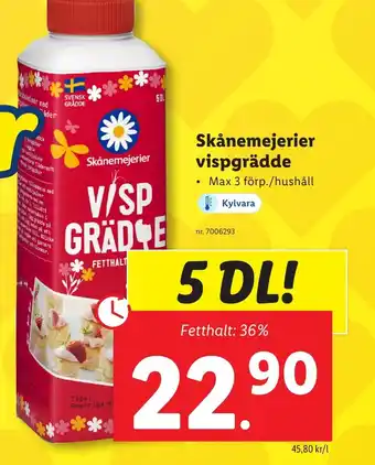 Lidl Skånemejerier vispgrädde erbjuda